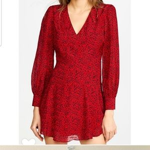 Alice +Olivia size 0 red and black leopard print long sleeve dress